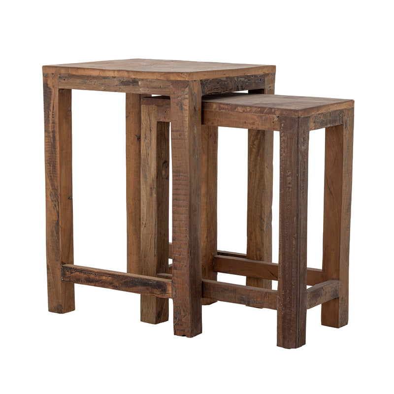 Creative Collection Galen Beistelltisch-Set, Braun, L 26 × H 50 × B 40 / L 36 × H 57 × B 40 cm