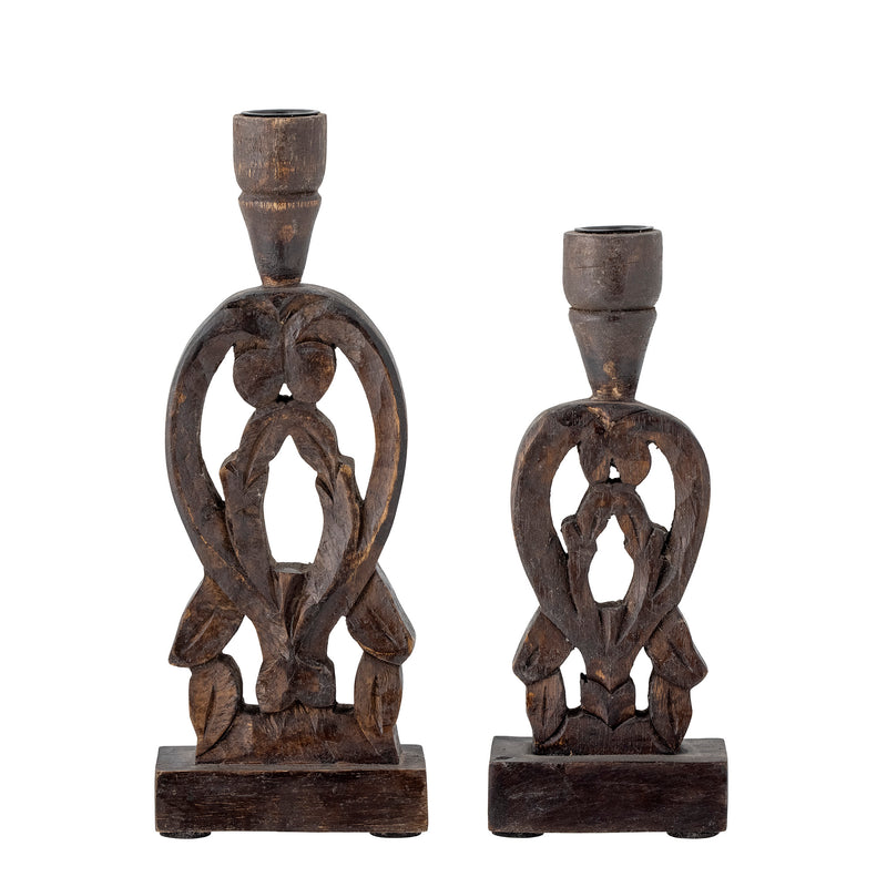 Creative Collection Bernie Kerzenhalter-Set, Braun, L 9 × H 21,5 × B 9 / L 5 × H 25,5 × B 10 cm