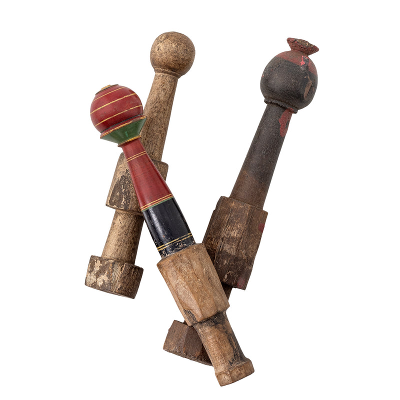 Creative Collection Barac Holz-Deko-Set, Braun/Mehrfarbig, ca. Ø 3,5 × H 20 cm